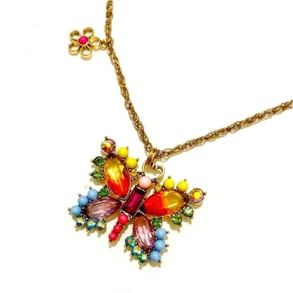 BETSEY JOHNSON Slide ‘Love Fest’ Butterfly or Dragonfly Crystal Necklace NEW NWT - Picture 4 of 6